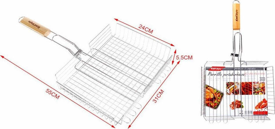 Graticola A Rete Per Grigliate 55x31x24xh5.5cm + Manico Griglia Barbecue 2406341 Casa e cucina/Elettrodomestici per la cucina/Piastre e griglie elettriche/Piastre Trade Shop italia - Napoli, Commerciovirtuoso.it