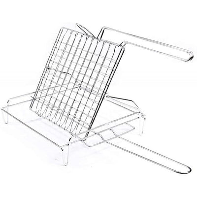 Graticola per barbecue girevole, griglia in acciaio a barre con piedini alta qualità Made in Italy