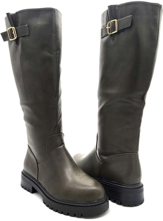 Green - Stivali donna in ecopelle verde