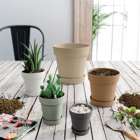 Vaso tondo in plastica "Cinqueterre" per fiori e piante