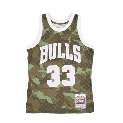 MITCHELL & NESS Canotta Basket Uomo Nba Ghost Green Camo Swingman Jersey Hardwood Classics No 33 Scottie Pippen 1997-98 Chibul Camo/green da uomo