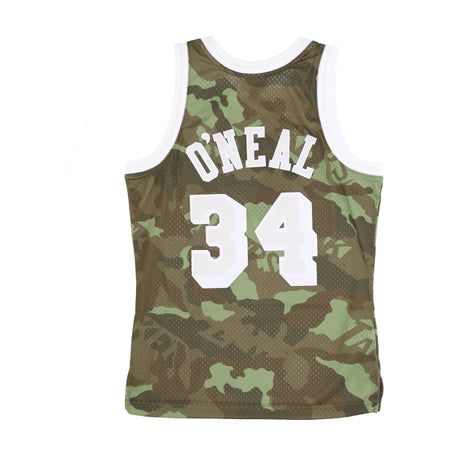MITCHELL &amp; NESS Canotta Basket Uomo Nba Ghost Green Camo Swingman Jersey Hardwood Classics No 34 Shaquille O'neal 1996-97 Loslak Camo/green da uomo