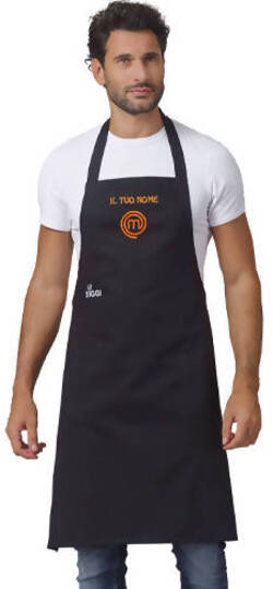 Grembiule Da Cucina Masterchef By Siggi Originale Con Nome Ricamato Idea Regalo Grembiule Da Cucina Cotone 190 Gr Con Laccio Girocollo Regolabile E Lacci In Vita Logo Masterchef Al Centro