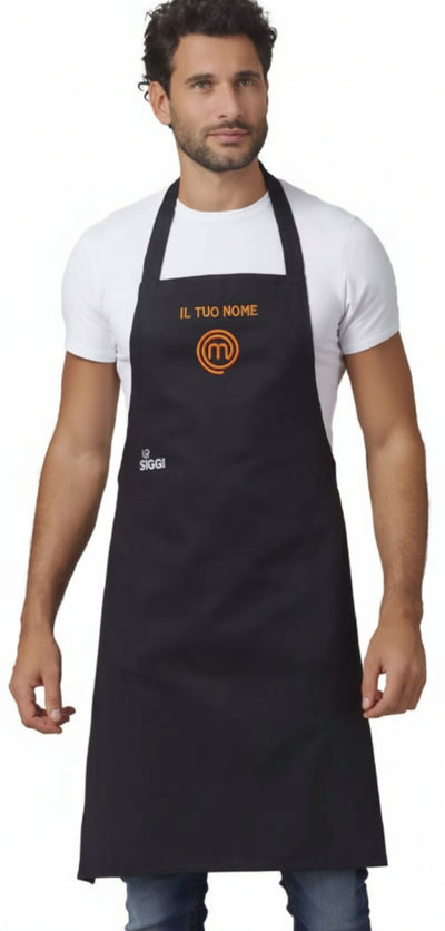 Grembiule Da Cucina Masterchef By Siggi Originale Con Nome Ricamato Idea Regalo Grembiule Da Cucina Cotone 190 Gr Con Laccio Girocollo Regolabile E Lacci In Vita Logo Masterchef Al Centro