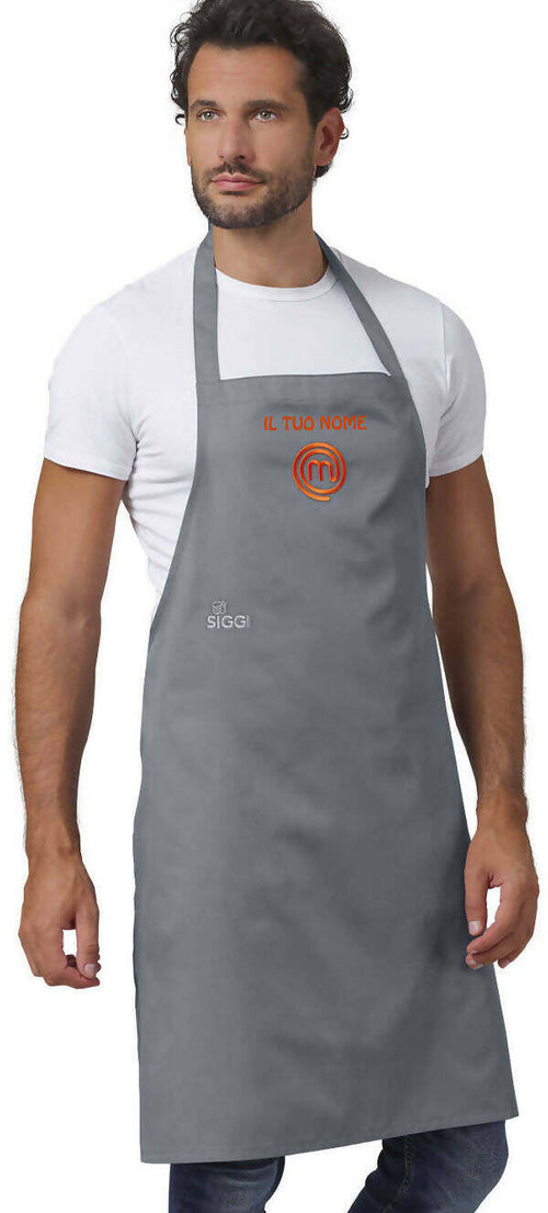 Grembiule Da Cucina Masterchef By Siggi Originale Con Nome Ricamato Idea Regalo Grembiule Da Cucina Cotone 190 Gr Con Laccio Girocollo Regolabile E Lacci In Vita Logo Masterchef Al Centro