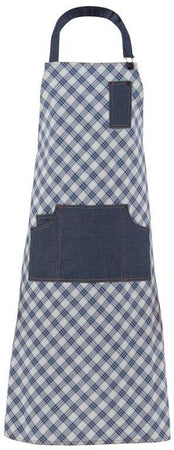 Grembiule Douglas Blu Quadretti con Inserti Grembiule Pettorina Cameriere