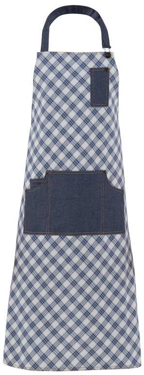 Grembiule Douglas Blu Quadretti con Inserti Grembiule Pettorina Cameriere