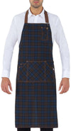 Grembiule Douglas Scozzese Blu Marrone Grembiule Cameriere Cuoco con Pettorina a Quadretti