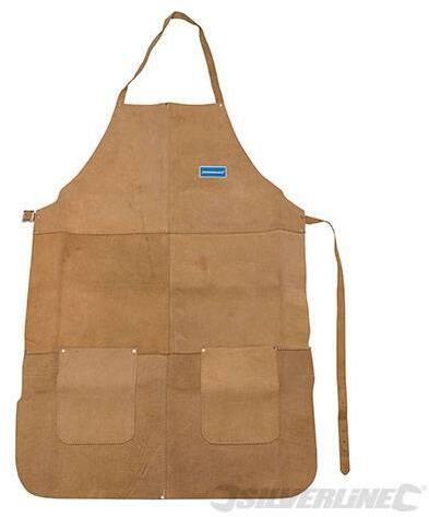 Grembiule in cuoio per saldatori 2 tasche lunghezza intera 900x620 mm Silverline