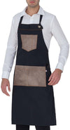 Grembiule Manchester Nero con Inserti Pelle Grembiule con Pettrina