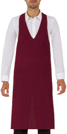 Grembiule Reno Gessato Bordeaux Grembiule con Pettorina Cameriere Sommelier