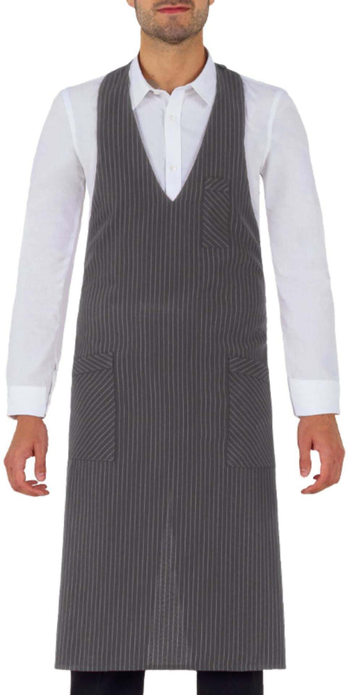 Grembiule Reno Gessato Grigio Grembiule con Pettorina Cameriere Sommelier