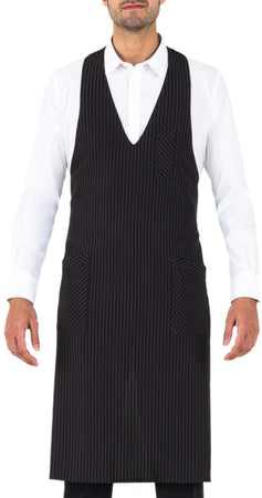 Grembiule Reno Gessato Nero Grembiule con Pettorina Cameriere Sommelier