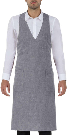 Grembiule Reno Grigio Finto Lino Grembiule con Pettorina