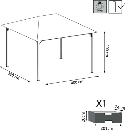 GREX---gazebo-da-giardino-3x4-in-metallo-nero-telo-beige-senza-doppio-tetto-Antracite-Milani-Home