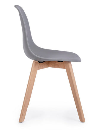Sedia "System" con gambe in legno di faggio, per arredo interno 51,5 x 46,5 x h 86 cm
