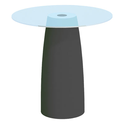 Tavolino Break Cromia in resina con piano in vetro per esterno Made in Italy tinta unita Ø 70 cm