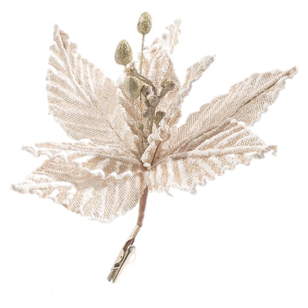 Fiore natalizio in Juta con pinza decorazione floreale per interno da 25 cm