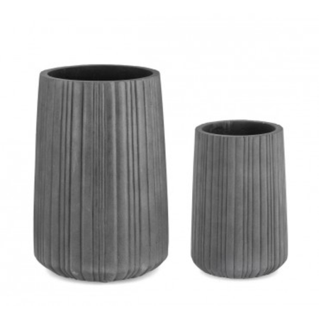 Set 2 PortaVaso Halong Cilindrico in Fibra di Cemento e Argilla da esterno.