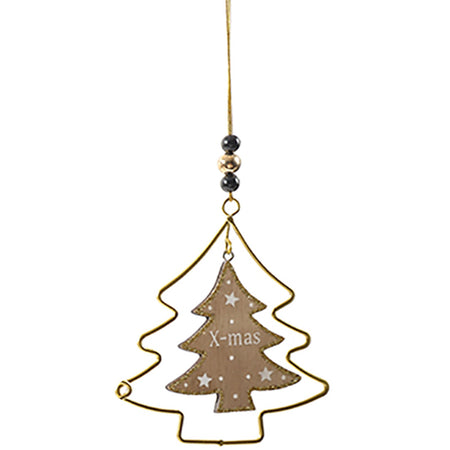 Pendente per albero di Natale laccato in metallo e legno da 11 cm