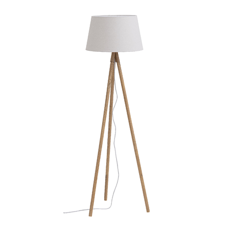 Piantana wallas treppiede in legno di quercia paralume di terital effetto velluto h 152 cm