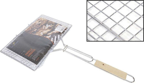 Griglia Barbecue Doppia Manico Legno Graticola Grigliata Pesce Arrosto 34,5x22cm Articoli da Giardino > Barbecue > Prodotti Da Esterno Trade Shop italia - Napoli, Commerciovirtuoso.it