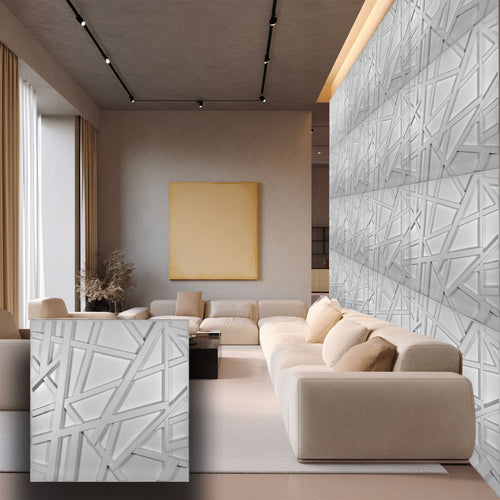€3,49 pannello per boiserie a parete, rivestimento cassonato a soffitto e porte in PVC 3D 50X50cm mod. GRID