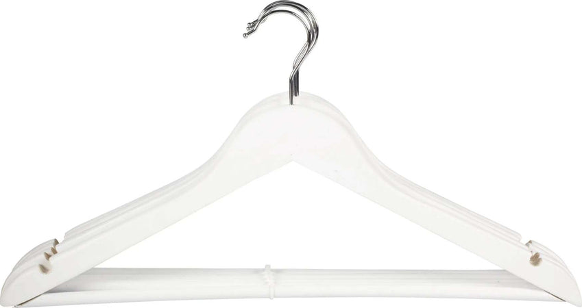 Grucce Appendiabiti In Legno Bianco Con Tacche E Barra Per Pantaloni 43 Cm Casa e cucina/Organizzazione interni/Organizzazione guardaroba/Grucce e appendini/Grucce Decor Space - Altamura, Commerciovirtuoso.it