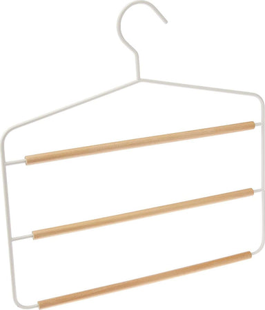 Grucce Porta Pantaloni 3 Scomparti In Metallo Bianco E Legno 37 Cm Casa e cucina/Organizzazione interni/Organizzazione guardaroba/Grucce e appendini/Appendini per pantaloni Decor Space - Altamura, Commerciovirtuoso.it