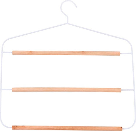 Grucce Porta Pantaloni 3 Scomparti In Metallo Bianco E Legno 37 Cm Casa e cucina/Organizzazione interni/Organizzazione guardaroba/Grucce e appendini/Appendini per pantaloni Decor Space - Altamura, Commerciovirtuoso.it