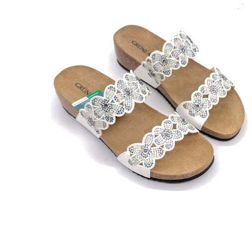 GRUNLAND Ciabatte Donna Memi Bianco Brillantini