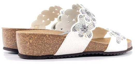 GRUNLAND Ciabatte Donna Memi Bianco Brillantini