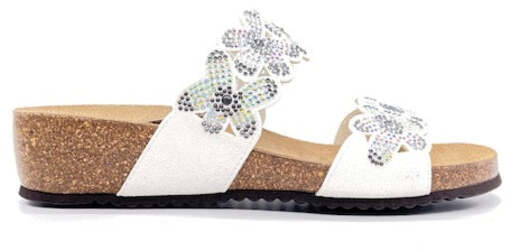 GRUNLAND Ciabatte Donna Memi Bianco Brillantini