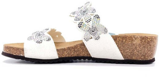 GRUNLAND Ciabatte Donna Memi Bianco Brillantini