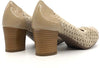 GRUNLAND Decollete donna CIAC beige forato con punta in vernice e tacco 50