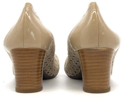 GRUNLAND Decollete donna CIAC beige forato con punta in vernice e tacco 50