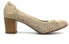 GRUNLAND Decollete donna CIAC beige forato con punta in vernice e tacco 50