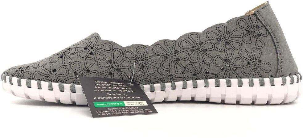 GRUNLAND Mocassino donna MAGI forato grigio