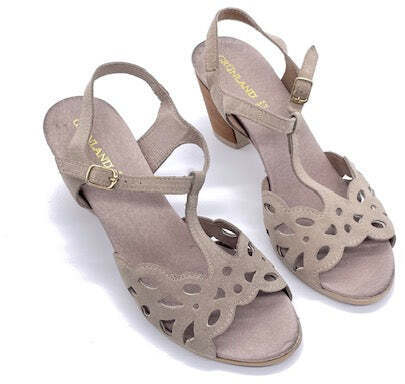 GRUNLAND Sandalo donna FERM in pelle scamosciata beige