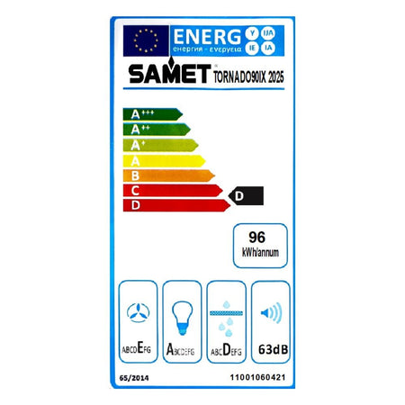 Gruppo cappa sottopensile Tornado9025 motore singolo inox Samet classe D