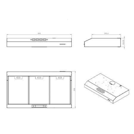 Gruppo cappa sottopensile Tornado9025 motore singolo inox Samet classe D