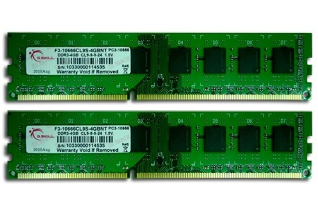 G.Skill 8GB DDR3 DIMM memoria 2 x 4 GB 1333 MHz
