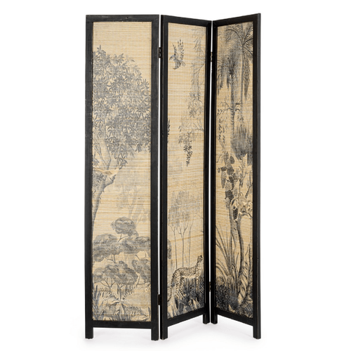 Paravento Namika, in bamboo e in legno di abete 120 x 180 cm