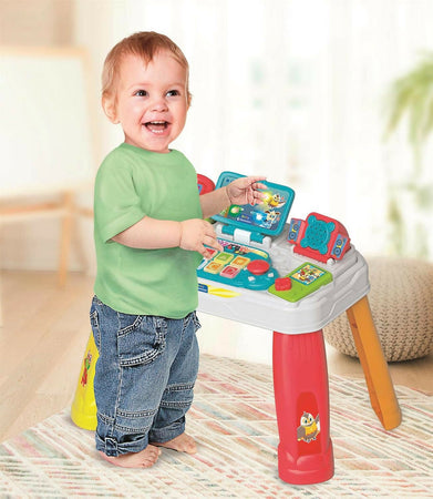 CLEMENTONI Baby - Tavolo attività Baby Gamer, Postazione Gaming per Bambini, con Tastiera e Elementi Interattivi, Bambini di 12-36 Mesi, Stimola Lo Sviluppo Cognitivo, Motorio e Emotivo, 17547