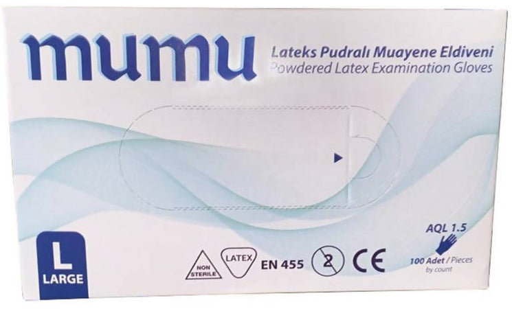 Guanti in Lattice con Polvere Mumu 3R Guanto ad uso Medico Monouso 1% di Polvere