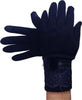 Guanti-Tessuto-Cotone-Donna-Blu-Pon-Pon-Pizzo-Taglia-8-1/2-Gloves-Fodera
