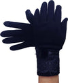 Guanti-Tessuto-Cotone-Donna-Blu-Pon-Pon-Pizzo-Taglia-8-Gloves-Fodera
