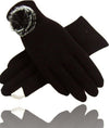 Guanti-Tessuto-Marrone-Cotone-Pon-Pon-Guanto-Taglia-8-1/2-Gloves-Fodera-Pile