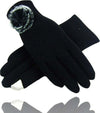 Guanti-Tessuto-Nero-Cotone-Pon-Pon-Guanto-Taglia-8-Gloves-Invernale-Fodera-Pile