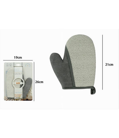 Guanto Doccia Bagno Esfoliante Per Cura Pulizia Di Pelle Corpo 21cm Grigio 79665
